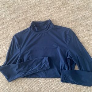 ReoRia Blue Mock Neck Long Sleeve Tee